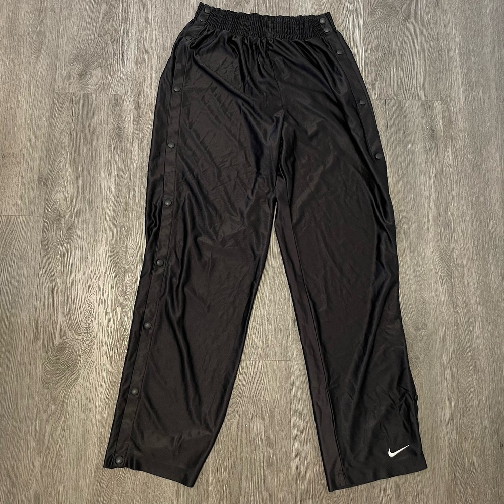 VTG Nike Pants Men's Large Black Tear Away Snap Basketball Warmup Track Jogger